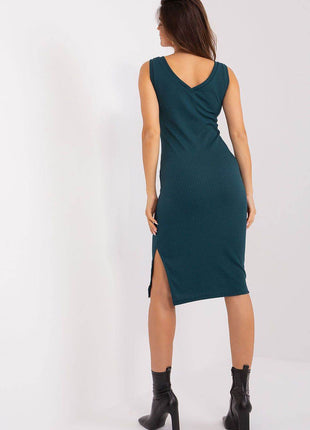 Two-Piece Casual Set with Heart Neckline Blouse and Midi Dress - MimiStylez