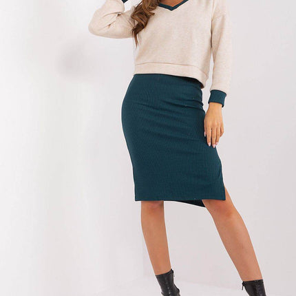 Two-Piece Casual Set with Heart Neckline Blouse and Midi Dress - MimiStylez