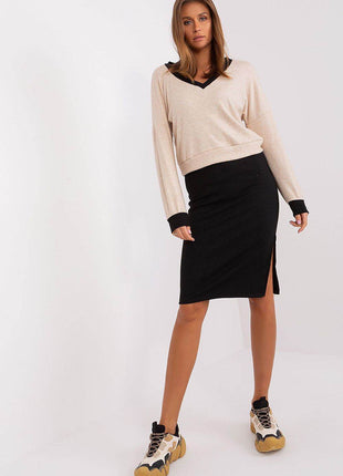 Two-Piece Casual Set with Heart Neckline Blouse and Midi Dress - MimiStylez