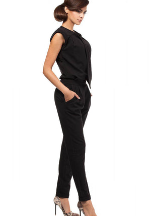 Sleeveless Tapered-Leg Pantsuit with Envelope Top and Side Zip - MimiStylez