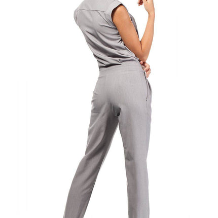 Sleeveless Tapered-Leg Pantsuit with Envelope Top and Side Zip - MimiStylez