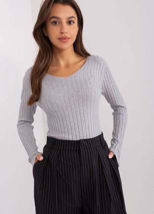 Ribbed Viscose V-Neck Sweater - MimiStylez