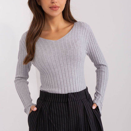 Ribbed Viscose V-Neck Sweater - MimiStylez