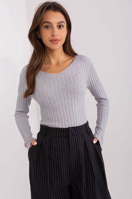 Ribbed Viscose V-Neck Sweater - MimiStylez