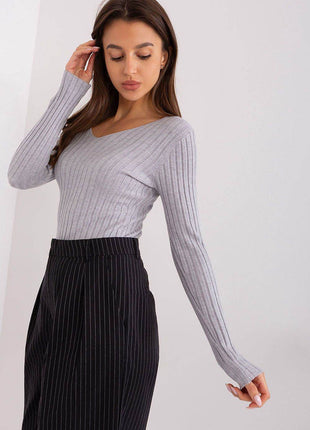Ribbed Viscose V-Neck Sweater - MimiStylez