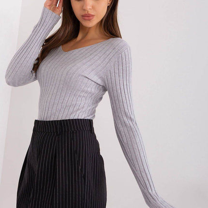 Ribbed Viscose V-Neck Sweater - MimiStylez
