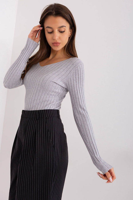 Ribbed Viscose V-Neck Sweater - MimiStylez