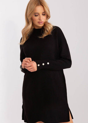 Oversized Long Sleeve Ribbed Knit Dress - MimiStylez