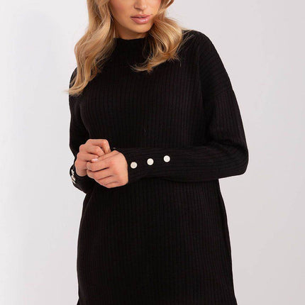 Oversized Long Sleeve Ribbed Knit Dress - MimiStylez