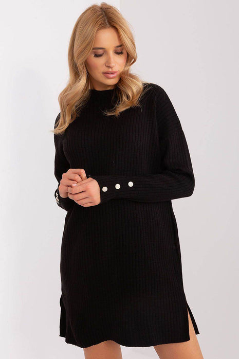 Oversized Long Sleeve Ribbed Knit Dress - MimiStylez