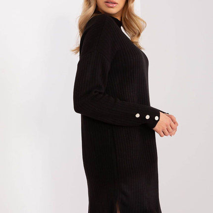 Oversized Long Sleeve Ribbed Knit Dress - MimiStylez