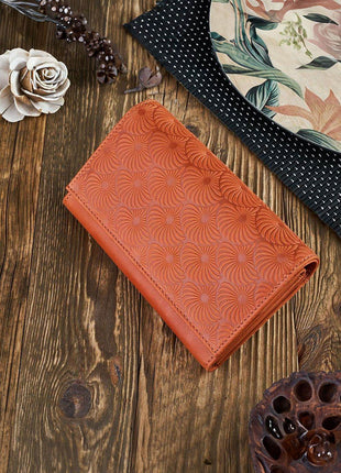 Geometric Embossed, 8 Card Slots, Coin Pocket & Zipper Compartments - MimiStylez