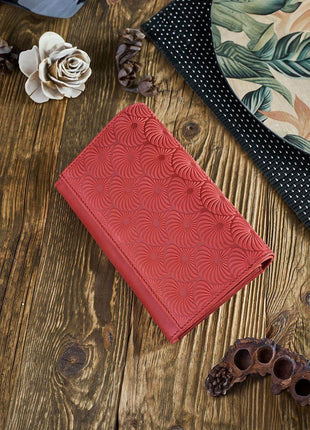 Geometric Embossed, 8 Card Slots, Coin Pocket & Zipper Compartments - MimiStylez