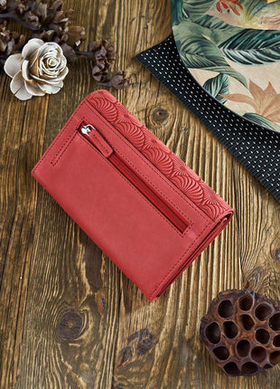 Geometric Embossed, 8 Card Slots, Coin Pocket & Zipper Compartments - MimiStylez