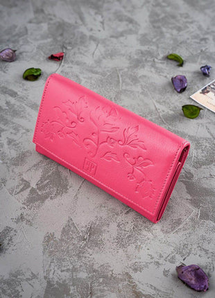 RFID Floral Leather Wallet – Medium Size with 7 Card Slots & Zipper Pocket - MimiStylez