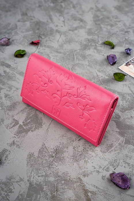 RFID Floral Leather Wallet – Medium Size with 7 Card Slots & Zipper Pocket - MimiStylez