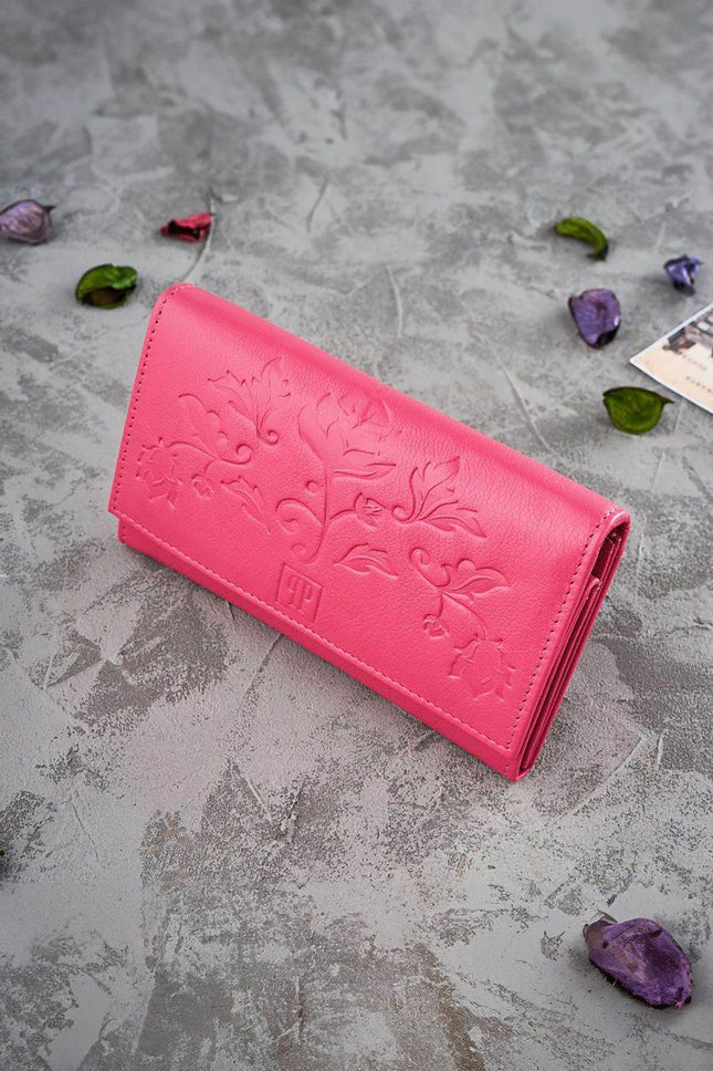 RFID Floral Leather Wallet – Medium Size with 7 Card Slots & Zipper Pocket - MimiStylez