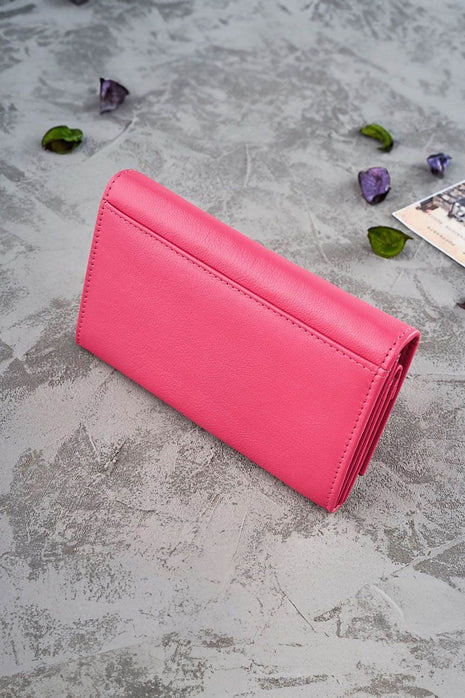RFID Floral Leather Wallet – Medium Size with 7 Card Slots & Zipper Pocket - MimiStylez