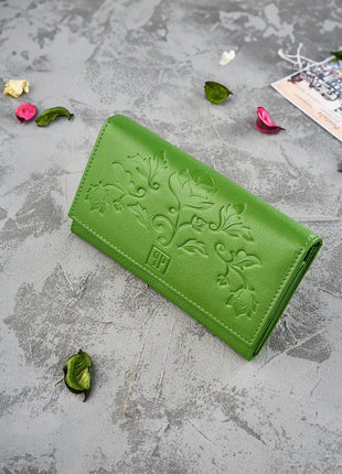 RFID Floral Leather Wallet – Medium Size with 7 Card Slots & Zipper Pocket - MimiStylez