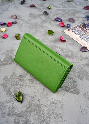 RFID Floral Leather Wallet – Medium Size with 7 Card Slots & Zipper Pocket - MimiStylez