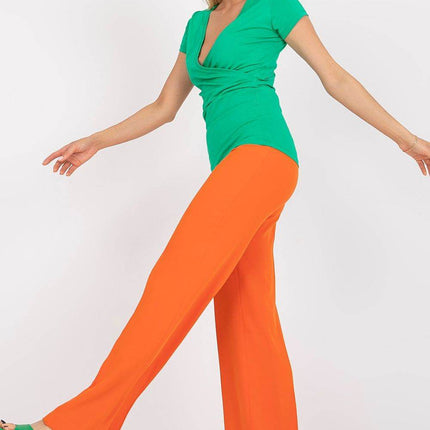 Fitted Cotton Blouse with Short Sleeves and Envelope Neckline - MimiStylez