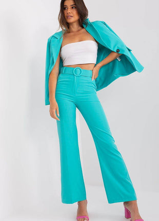 Women's Elegant Flared Pants – High Waist, Belted, with Slip Pockets - MimiStylez