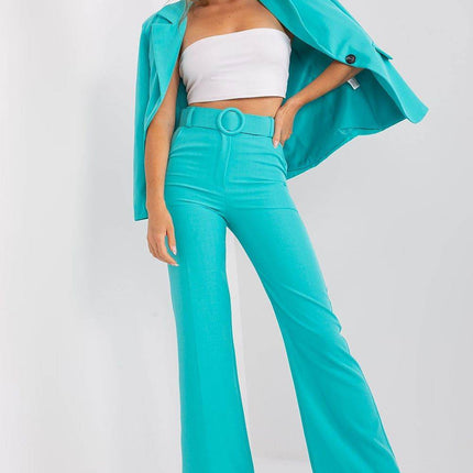 Women's Elegant Flared Pants – High Waist, Belted, with Slip Pockets - MimiStylez