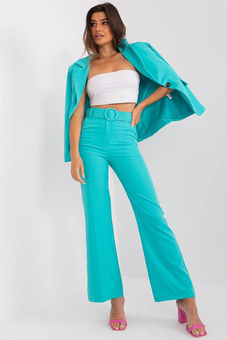 Women's Elegant Flared Pants – High Waist, Belted, with Slip Pockets - MimiStylez