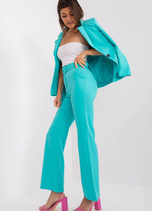 Women's Elegant Flared Pants – High Waist, Belted, with Slip Pockets - MimiStylez