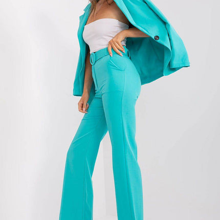 Women's Elegant Flared Pants – High Waist, Belted, with Slip Pockets - MimiStylez