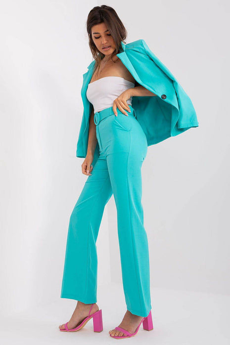 Women's Elegant Flared Pants – High Waist, Belted, with Slip Pockets - MimiStylez