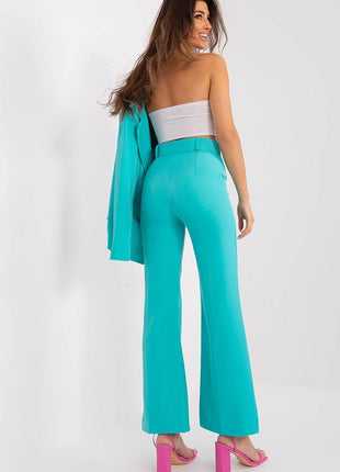 Women's Elegant Flared Pants – High Waist, Belted, with Slip Pockets - MimiStylez