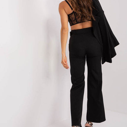 Women's Elegant Flared Pants – High Waist, Belted, with Slip Pockets - MimiStylez