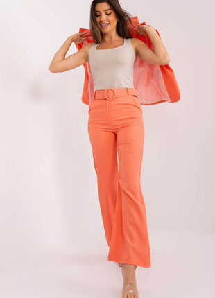 Women's Elegant Flared Pants – High Waist, Belted, with Slip Pockets - MimiStylez
