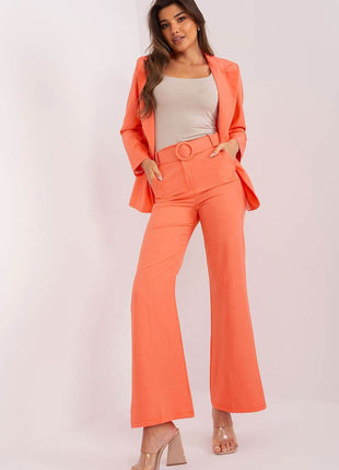Women's Elegant Flared Pants – High Waist, Belted, with Slip Pockets - MimiStylez
