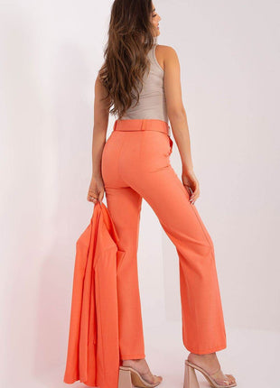 Women's Elegant Flared Pants – High Waist, Belted, with Slip Pockets - MimiStylez