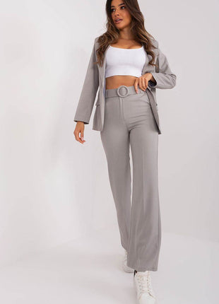 Women's Elegant Flared Pants – High Waist, Belted, with Slip Pockets - MimiStylez