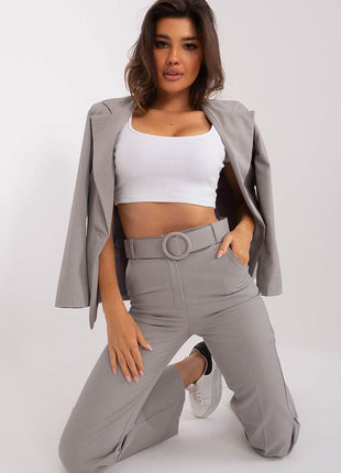 Women's Elegant Flared Pants – High Waist, Belted, with Slip Pockets - MimiStylez