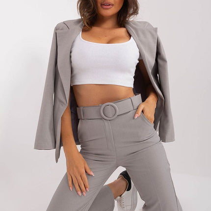 Women's Elegant Flared Pants – High Waist, Belted, with Slip Pockets - MimiStylez