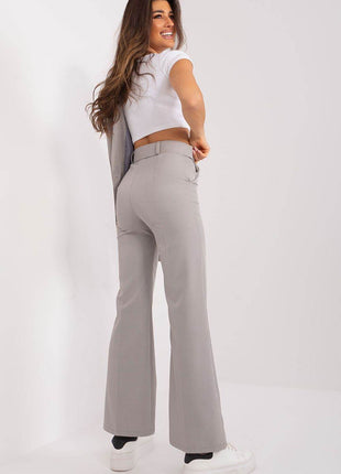 Women's Elegant Flared Pants – High Waist, Belted, with Slip Pockets - MimiStylez