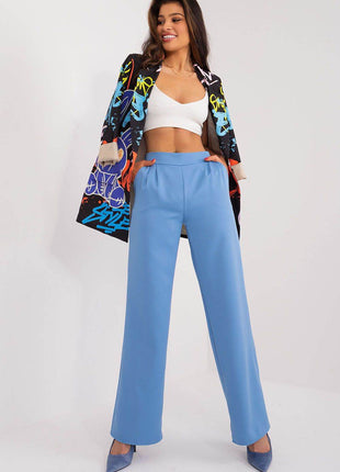 Women’s Elegant High-Waist Unbuttoned Pants – Classic Straight Leg, Side Pockets - MimiStylez