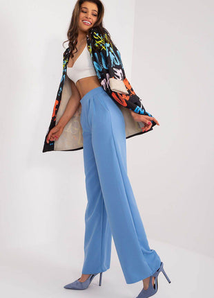 Women’s Elegant High-Waist Unbuttoned Pants – Classic Straight Leg, Side Pockets - MimiStylez