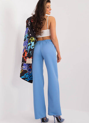 Women’s Elegant High-Waist Unbuttoned Pants – Classic Straight Leg, Side Pockets - MimiStylez