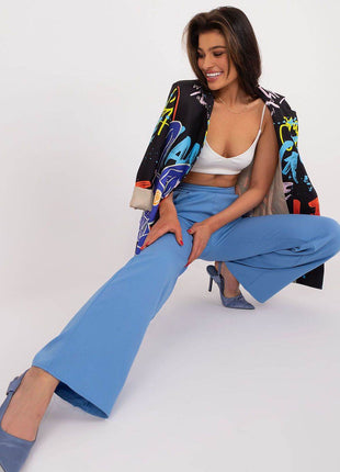 Women’s Elegant High-Waist Unbuttoned Pants – Classic Straight Leg, Side Pockets - MimiStylez