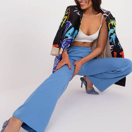 Women’s Elegant High-Waist Unbuttoned Pants – Classic Straight Leg, Side Pockets - MimiStylez