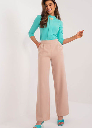Women’s Elegant High-Waist Unbuttoned Pants – Classic Straight Leg, Side Pockets - MimiStylez
