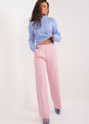 Women’s Elegant High-Waist Unbuttoned Pants – Classic Straight Leg, Side Pockets - MimiStylez