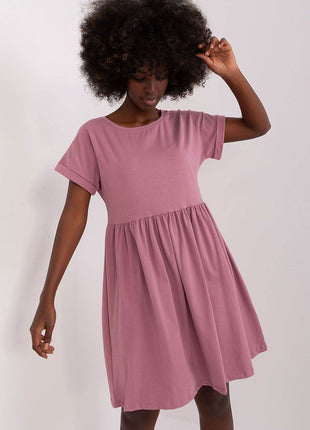 Cotton Flared Everyday Dress with Short Sleeves - MimiStylez
