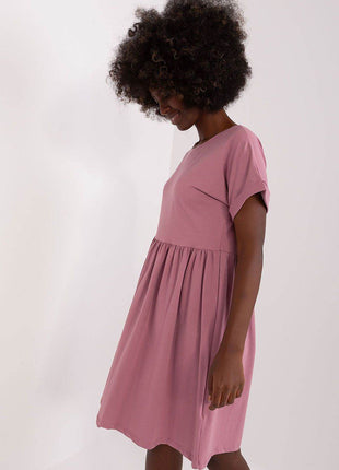 Cotton Flared Everyday Dress with Short Sleeves - MimiStylez