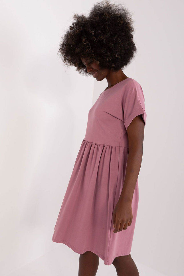 Cotton Flared Everyday Dress with Short Sleeves - MimiStylez